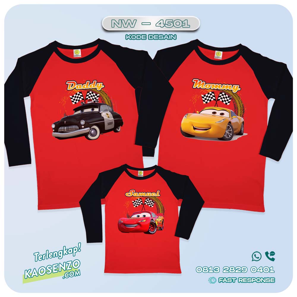 Baju Kaos Couple Keluarga Cars | Kaos Family Custom| Kaos Motif Cars - NW 4501