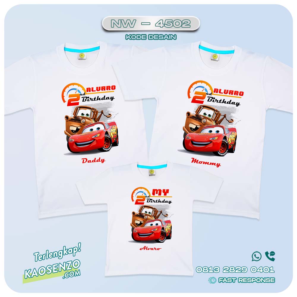 Baju Kaos Couple Keluarga Cars | Kaos Ulang Tahun Anak Tema Cars | Kaos Family Custom| Kaos Motif Cars - NW 4502