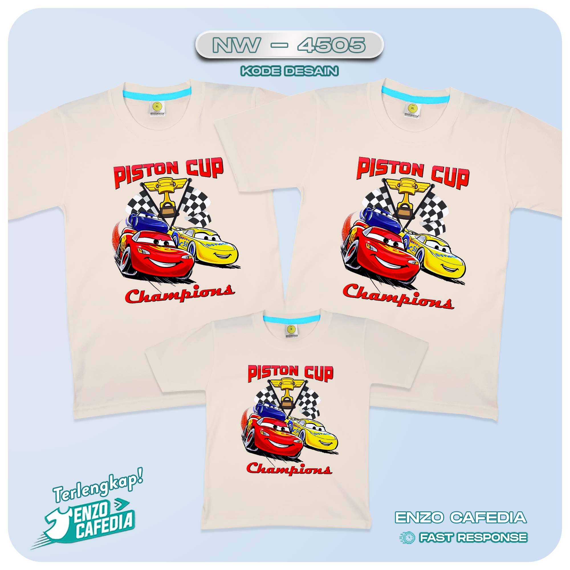 Baju Kaos Couple Keluarga Cars | Kaos Family Custom| Kaos Motif Cars - NW 4505