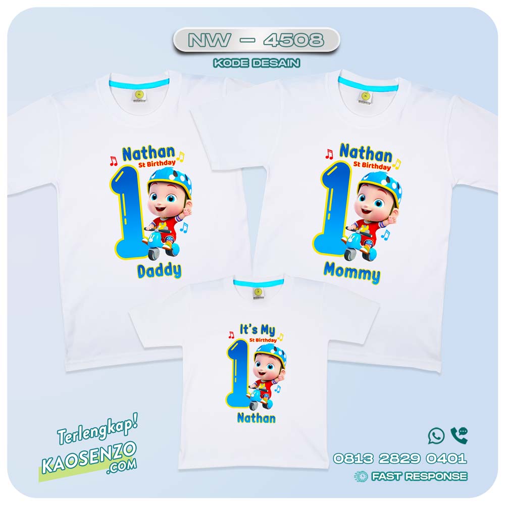 Baju Kaos Couple Keluarga Super Jojo | Kaos Ulang Tahun Anak Tema Super Jojo | Kaos Family Custom| Kaos Motif Super Jojo NW - 4508