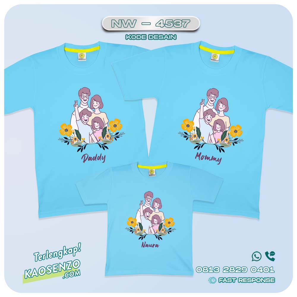 Baju Kaos Couple Keluarga Kartun Happy Family | Kaos Kartun Happy Family - NW 4537