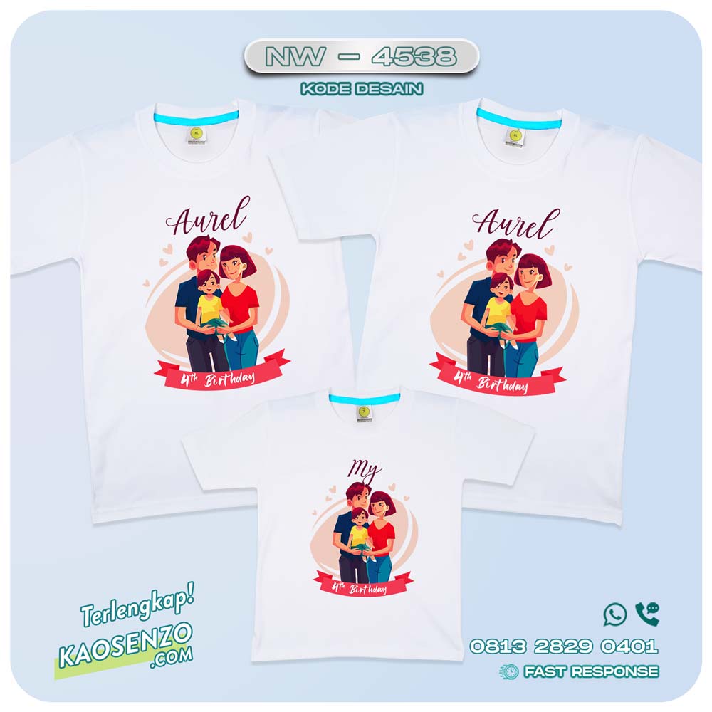 Baju Kaos Couple Keluarga Happy Family | Kaos Ultah Anak | Kaos Family Custom | Kaos Motif Happy Family NW 4538