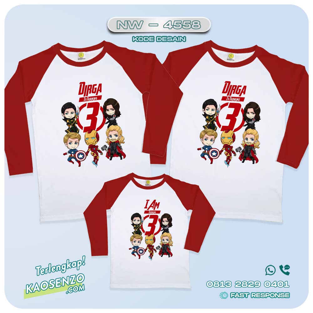 Baju Kaos Couple Keluarga Avengers | Kaos Ultah Anak | Kaos Avengers NW 4558