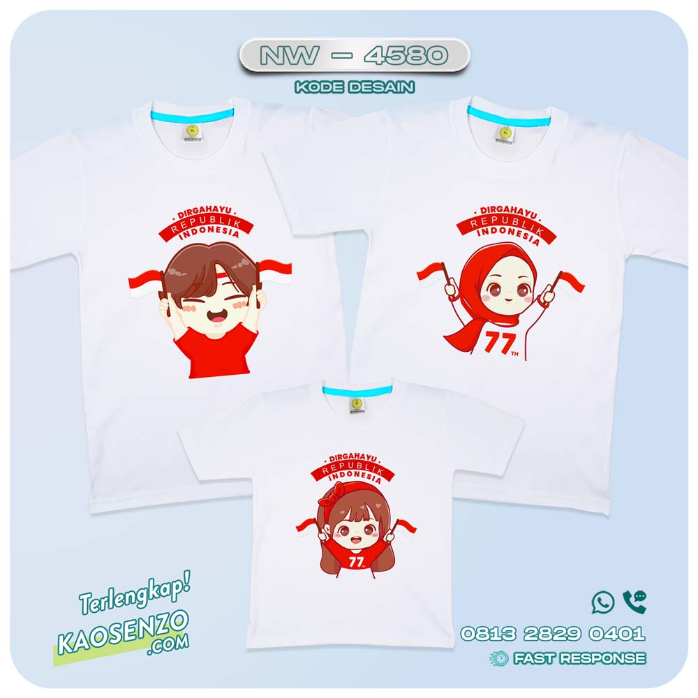 Baju Kaos Couple Keluarga Kemerdekaan | Kaos Family Custom | Kaos Kemerdekaan - NW 4580