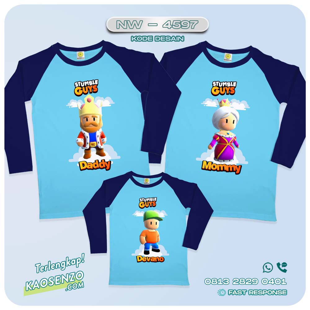 Baju Kaos Couple Keluarga Stumble Guys | Kaos Ultah Anak Stumble Guys | Kaos Game Stumble Guys - NW 4597