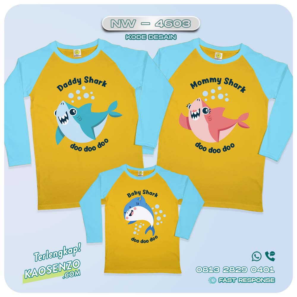 Baju Kaos Couple Keluarga Baby Shark | Kaos Family Custom | Kaos Baby Shark - NW 4603