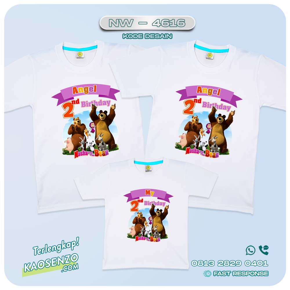 Baju Kaos Couple Keluarga Masha & the Bear | Kaos Family Masha & the Bear | Kaos Masha & the Bear - NW 4614