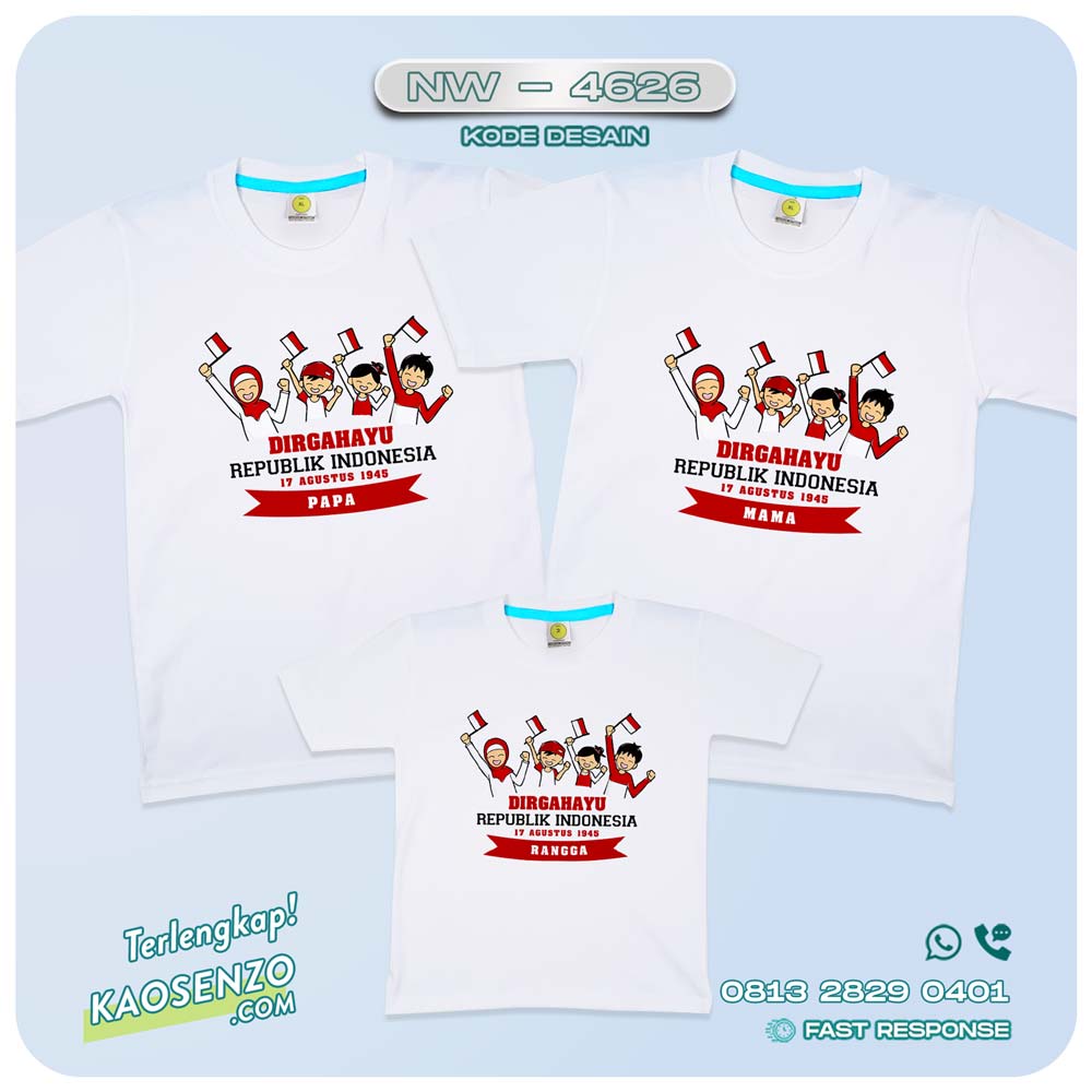 Baju Kaos Couple Keluarga Kemerdekaan | Kaos Family Custom | Kaos Kemerdekaan - NW 4626