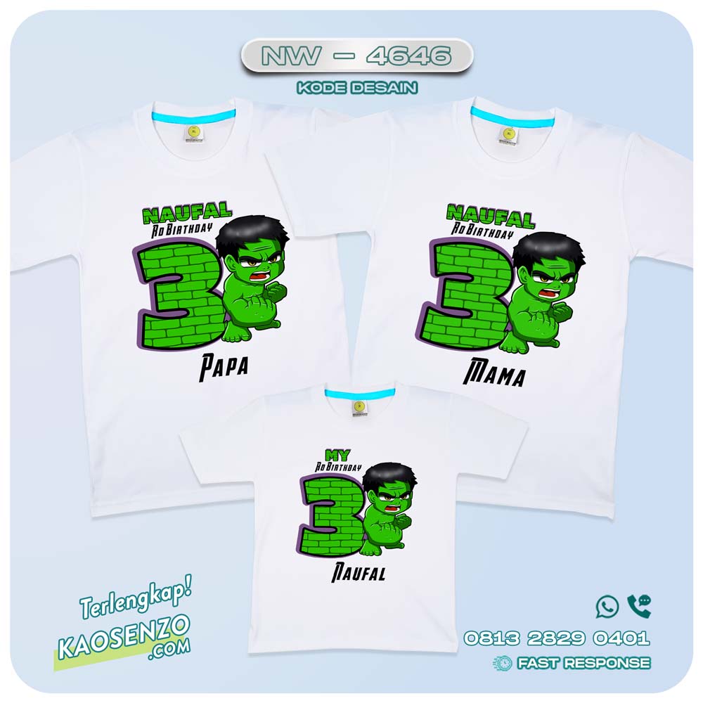 Baju Kaos Couple Keluarga Hulk | Kaos Family Hulk | Kaos Hulk - NW 4646