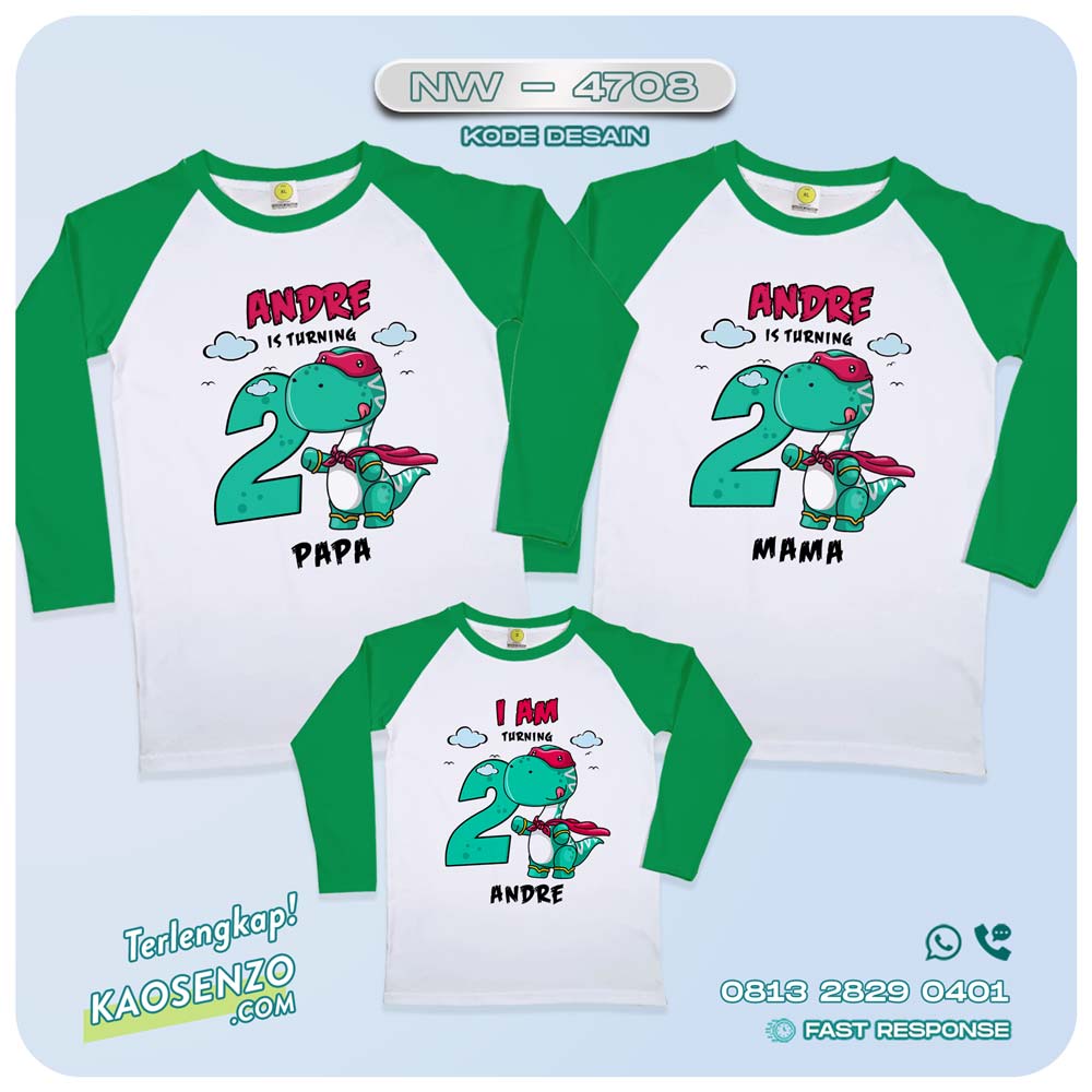 Baju Kaos Couple Keluarga Dinosaurus | Kaos Family Custom | Kaos Dinosaurus NW 4708