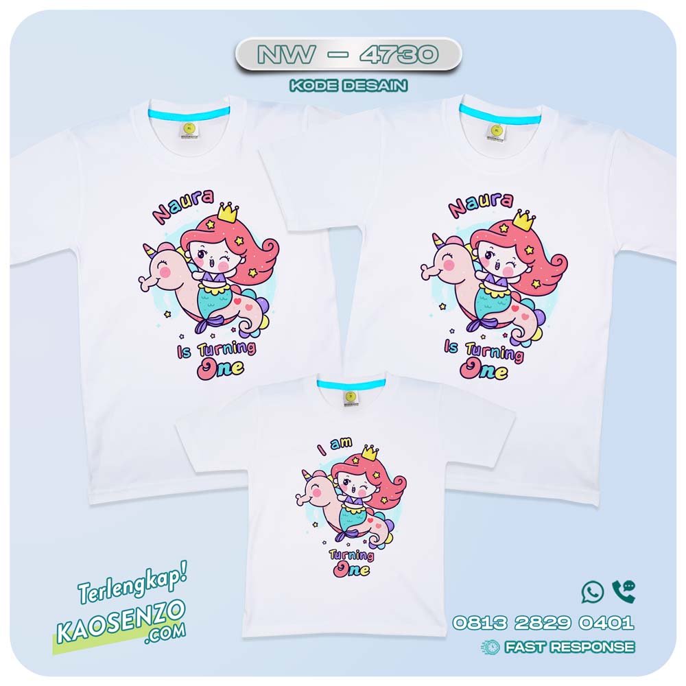 Baju Kaos Couple Keluarga Mermaid | Kaos Family Custom Mermaid | Kaos Ultah Anak | Kaos Mermaid - NW 4730