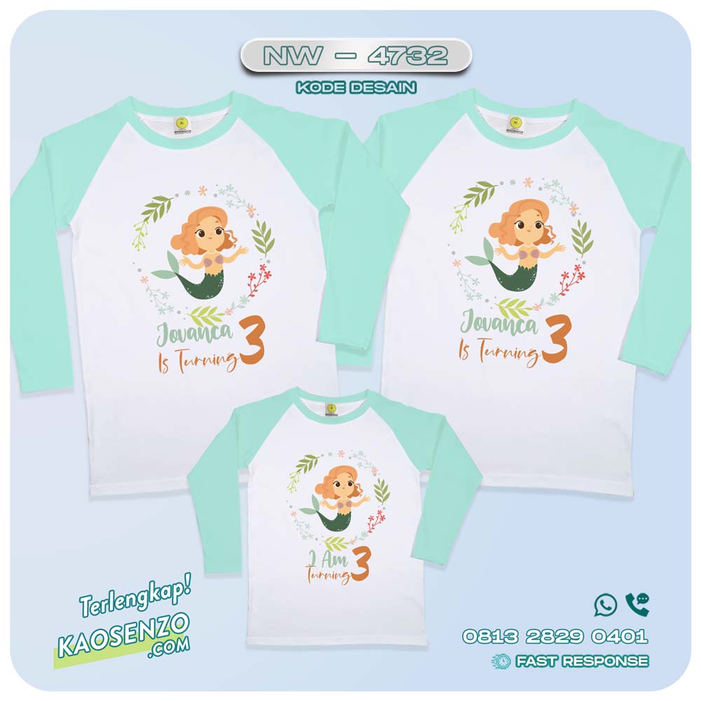 Baju Kaos Couple Keluarga Mermaid | Kaos Ultah Anak Mermaid| Kaos Mermaid - NW 4732