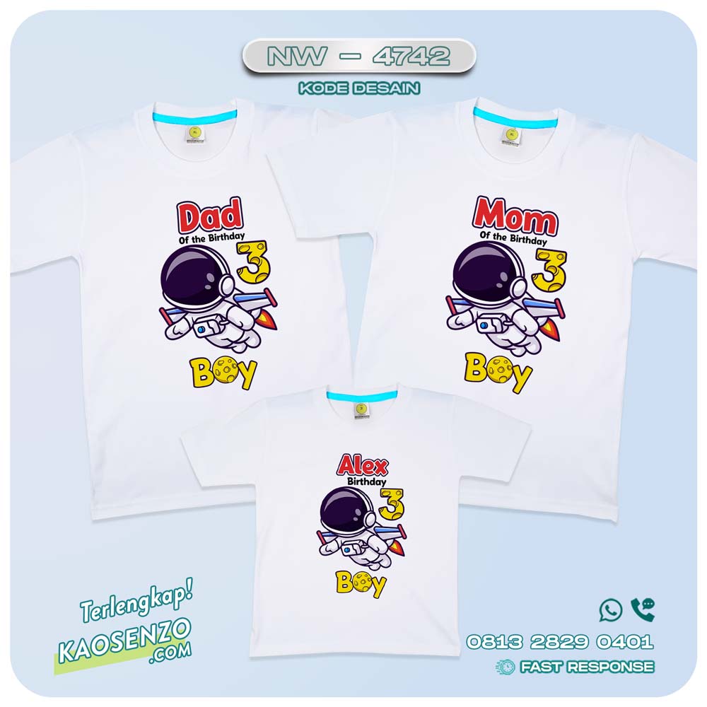 Baju Kaos Couple Keluarga Astronot | Kaos Family Custom | Kaos Astronot - NW 4742