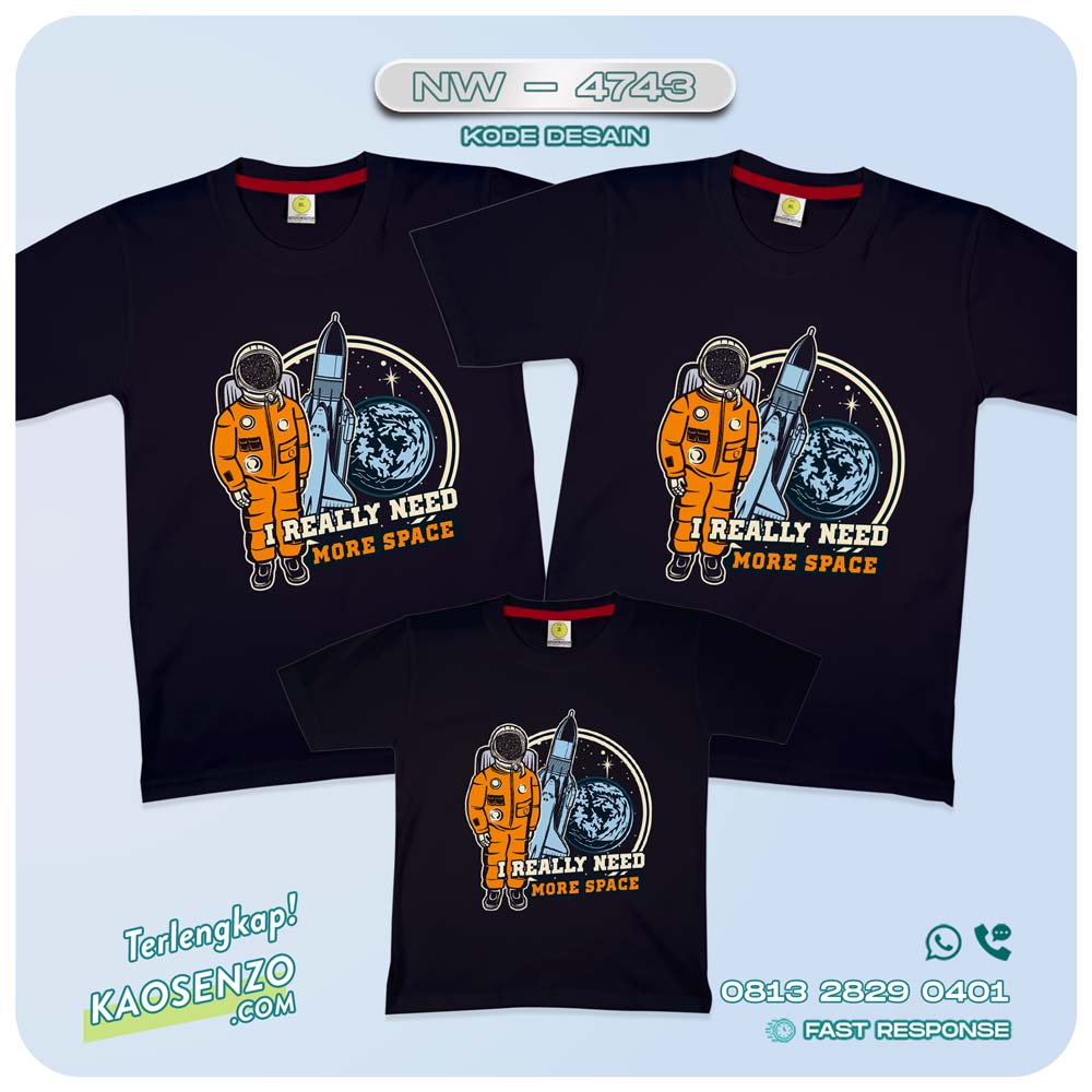 Baju Kaos Couple Keluarga Astronot | Kaos Family Custom | Kaos Astronot - NW 4743