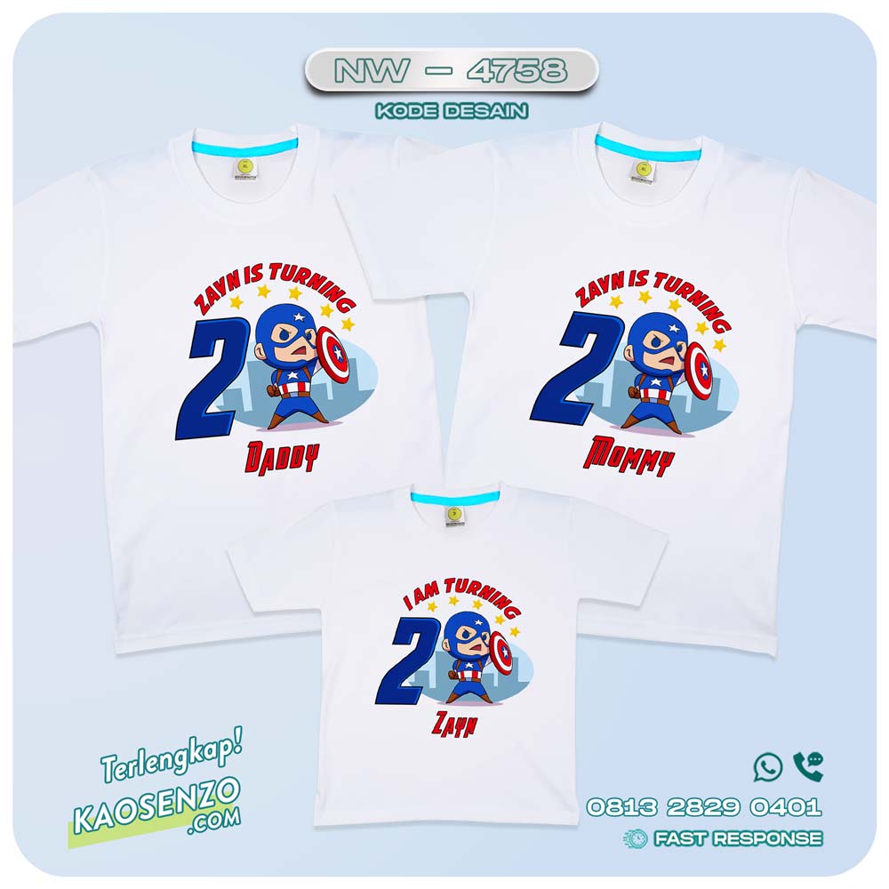 Baju Kaos Couple Keluarga Captain America | Kaos Family Custom | Kaos Captain America - NW 4758