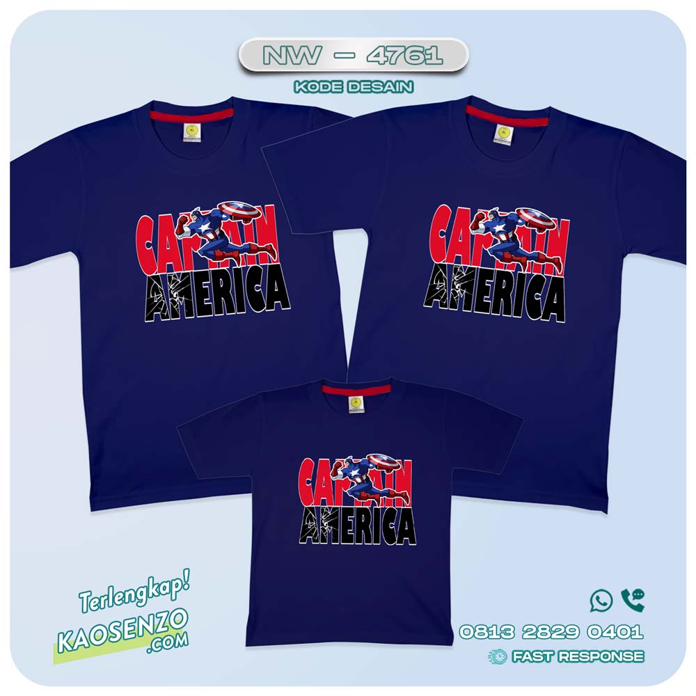 Baju Kaos Couple Keluarga Captain America | Kaos Family Custom | Kaos Captain America - NW 4761