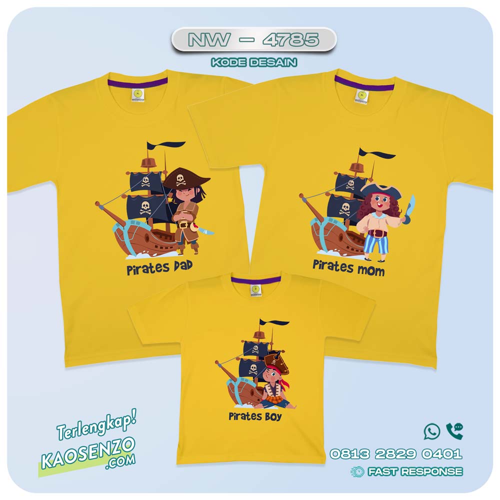 Baju Kaos Couple Keluarga Pirates | Kaos Family Custom Bajak Laut | Kaos Pirates - NW 4785