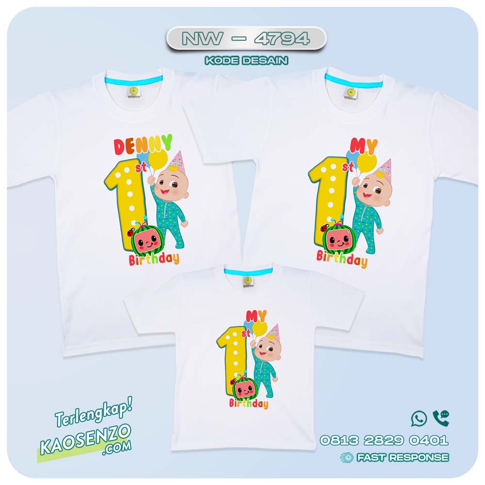 Baju Kaos Couple Keluarga Cocomelon | Kaos Ultah Anak | Kaos Cocomelon - NW 4794