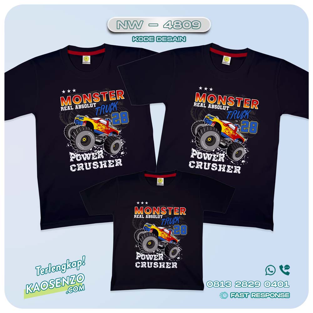 Baju Kaos Couple Keluarga | Kaos Ulang Tahun Anak | Kaos Monster Truck - NW 4809