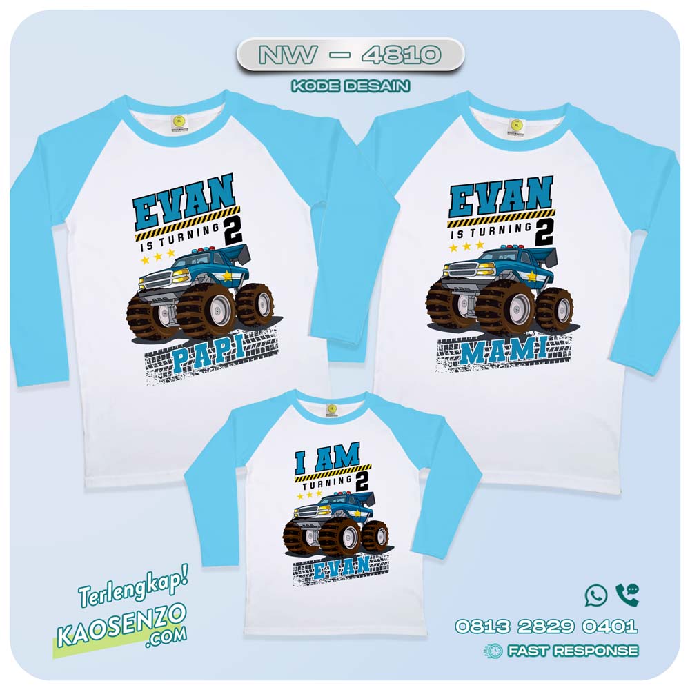 Baju Kaos Couple Keluarga Monster Truck| Kaos Family Custom | Kaos Monster Truck NW 4810