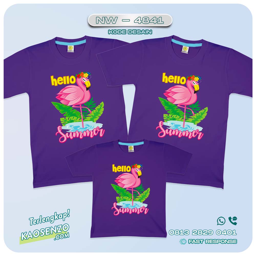 Baju Kaos Couple Keluarga Flamingo | Kaos Family Custom | Kaos Flamingo - NW 4841