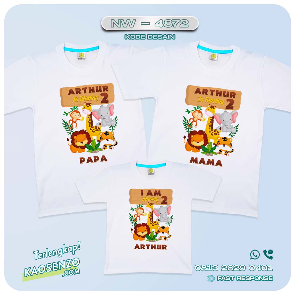 Baju Kaos Couple Keluarga Animal Zoo | Kaos Ultah Anak | Kaos Animal Zoo - NW 4872