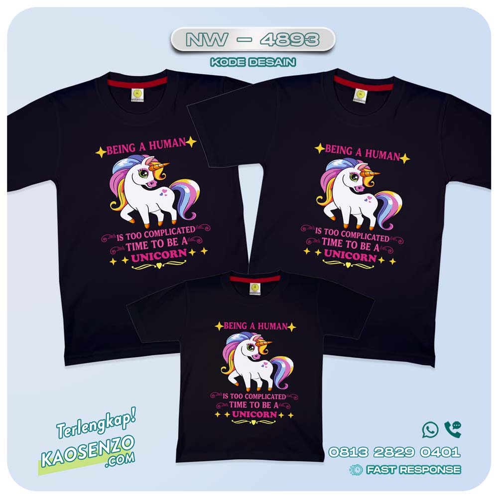 Baju Kaos Couple Keluarga Unicorn | Kaos Family Custom | Kaos Unicorn - NW 4893