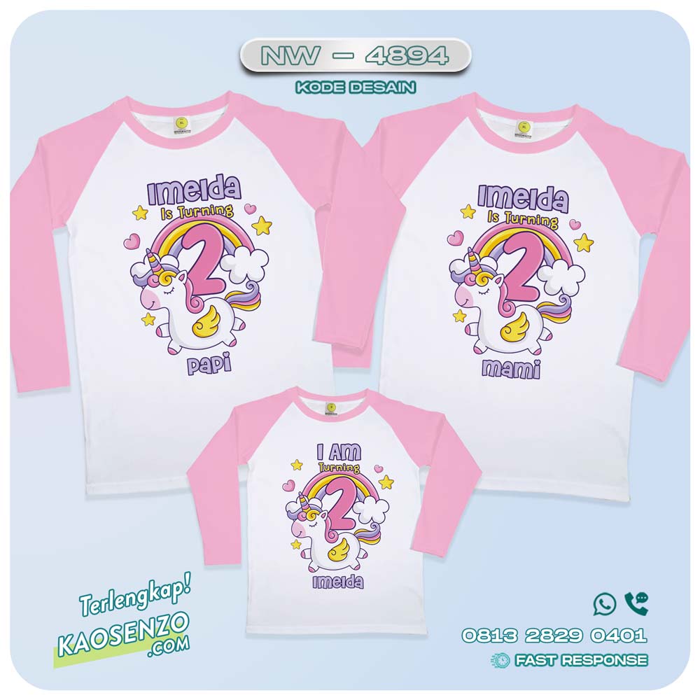 Baju Kaos Couple Keluarga Unicorn | Kaos Ultah Anak | Kaos Family Custom | Kaos Unicorn - NW 4894