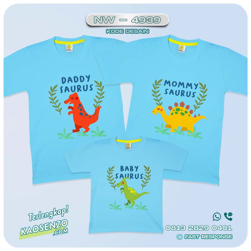 Baju Kaos Couple Keluarga Dinosaurus | Kaos Family Custom | Kaos Dinosaurus - NW 4939