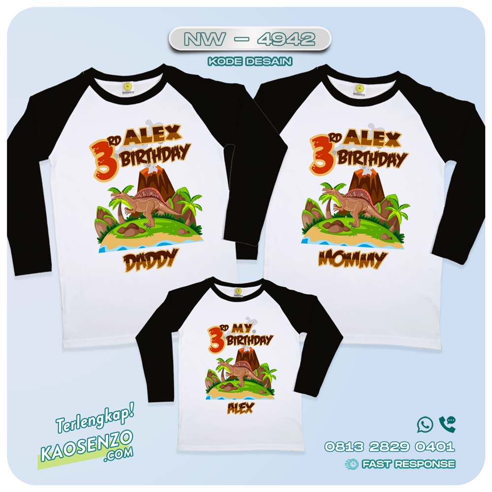 Baju Kaos Couple Keluarga Dinosaurus | Kaos Family Custom | Kaos Dinosaurus NW 4942