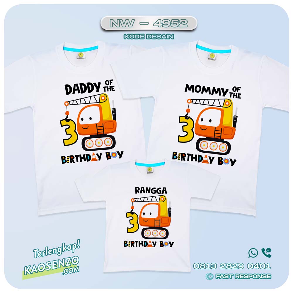 Baju Kaos Couple Keluarga Heavy Equiqment | Kaos Family Custom Crane | Kaos Crane - NW 4952