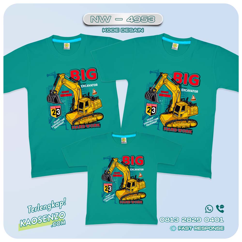 Baju Kaos Couple Keluarga Excavator | Kaos Family Custom Excavator | Kaos Excavator - NW 4953