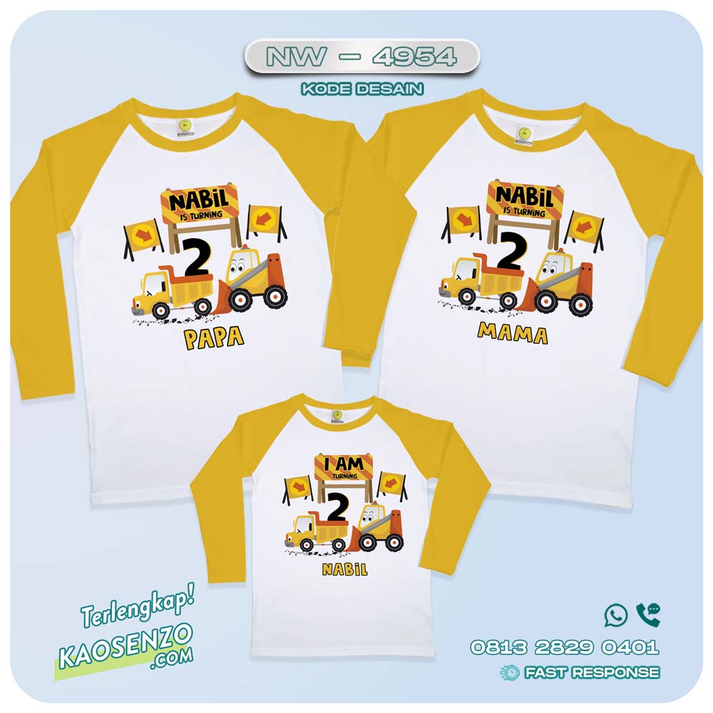 Baju Kaos Couple Keluarga Excavator | Kaos Family Custom | Kaos Excavator NW 4954