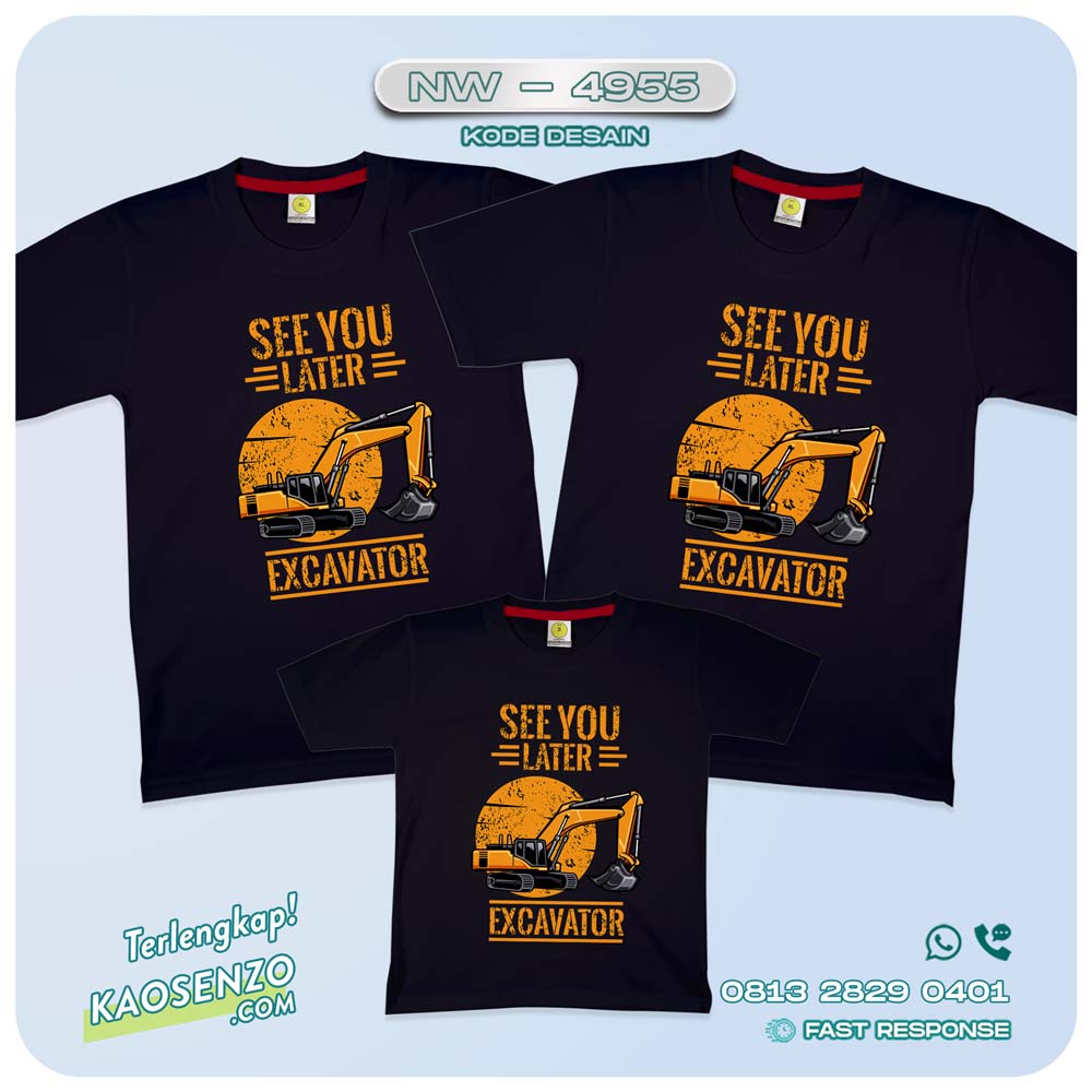 Baju Kaos Couple Keluarga Excavator | Kaos Family Custom Excavator | Kaos Excavator - NW 4955