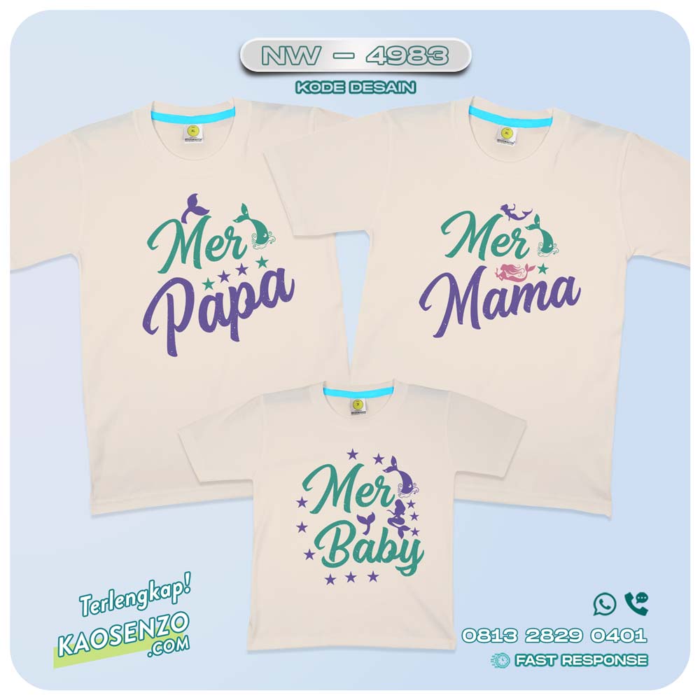 Baju Kaos Couple Keluarga Mermaid | Kaos Family Custom Mermaid | Kaos Mermaid - NW 4983