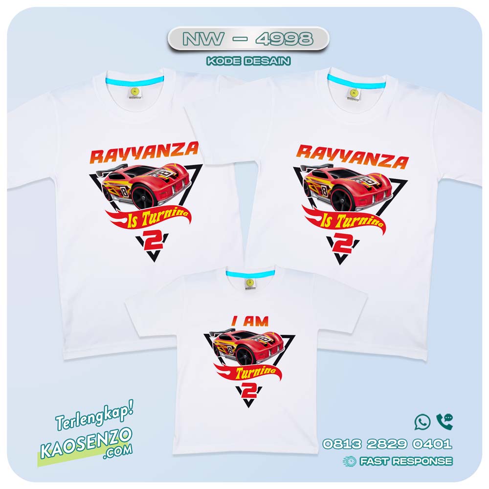 Baju Kaos Couple Keluarga Hotwheels | Kaos Ultah Anak | Kaos Hotwheels - NW 4998