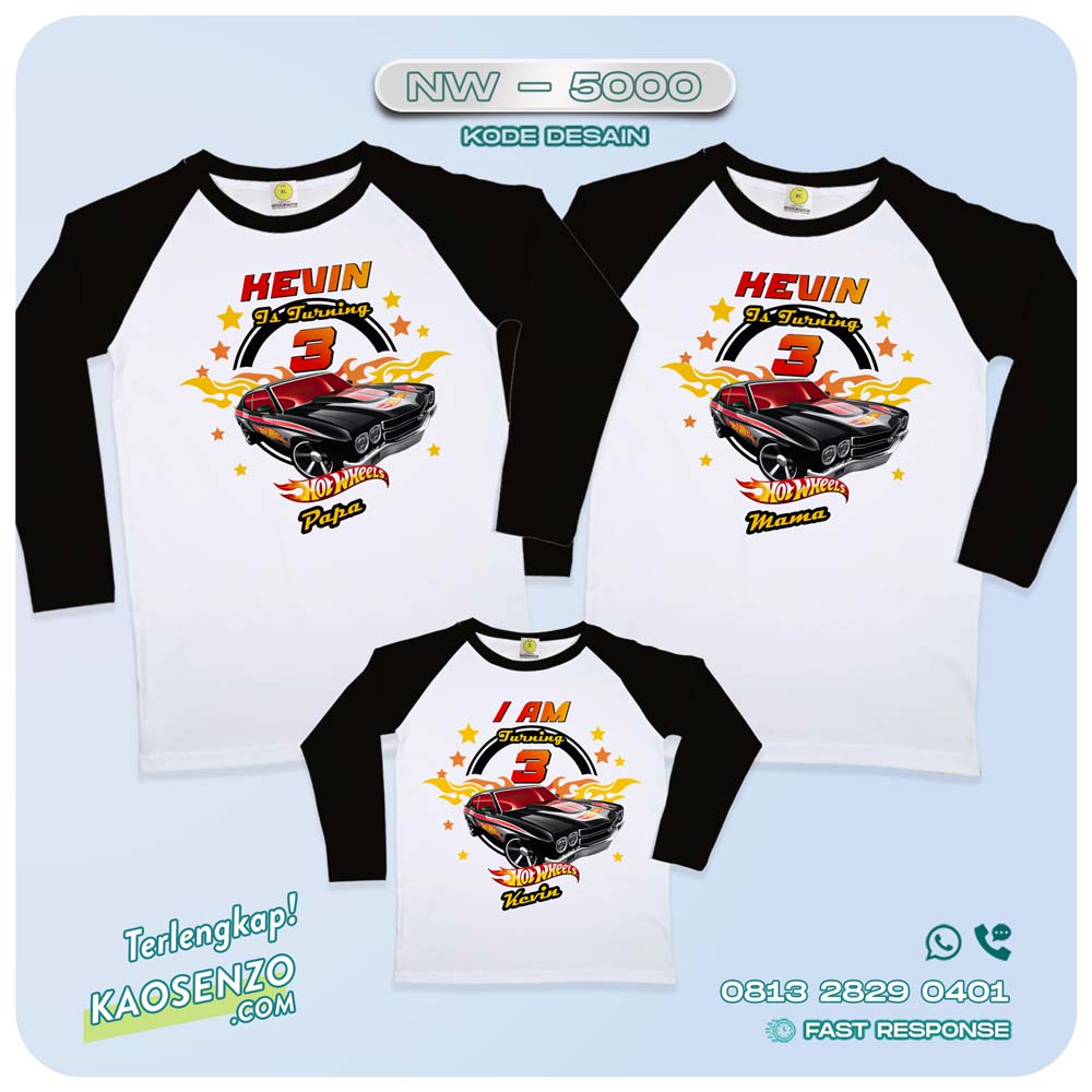 Baju Kaos Couple Keluarga Hotwheels | Kaos Ultah Anak | Kaos Hotwheels - NW 4999