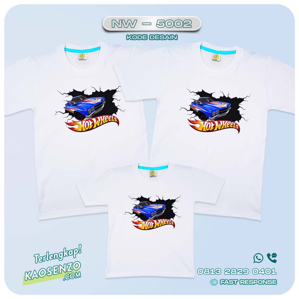 Baju Kaos Couple Keluarga Hotwheels | Kaos Ultah Anak | Kaos Hotwheels - NW 5002