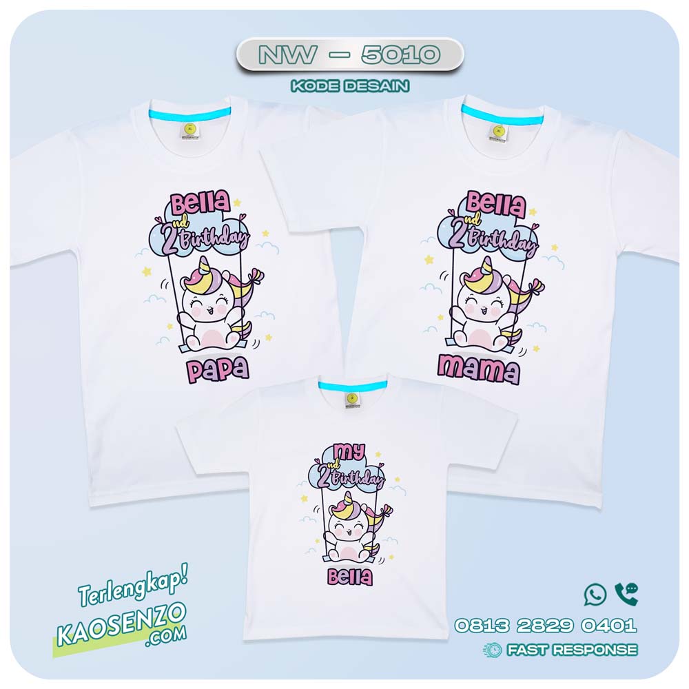 Baju Kaos Couple Keluarga Unicorn | Kaos Ultah Anak | Kaos Family Custom | Kaos Unicorn - NW 5010