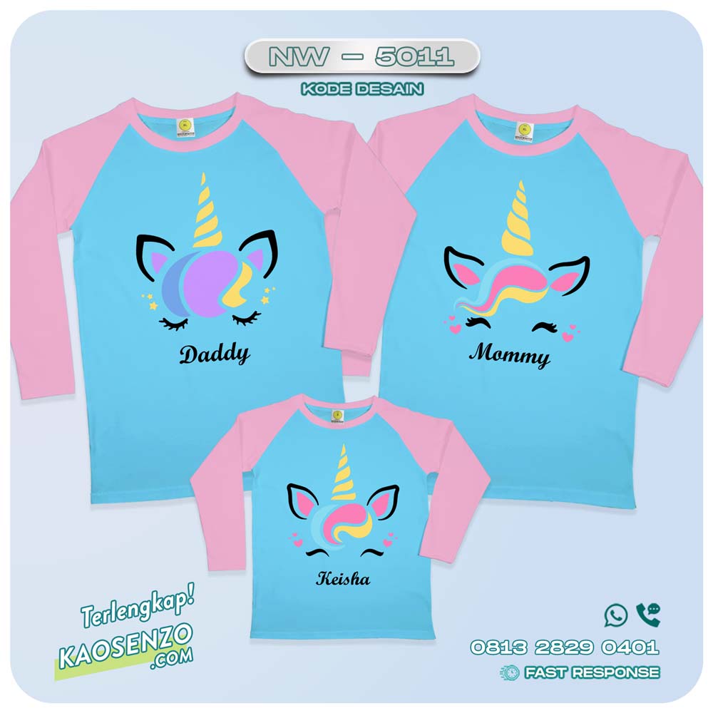 Baju Kaos Couple Keluarga Unicorn | Kaos Ultah Anak | Kaos Family Custom | Kaos Unicorn - NW 5011