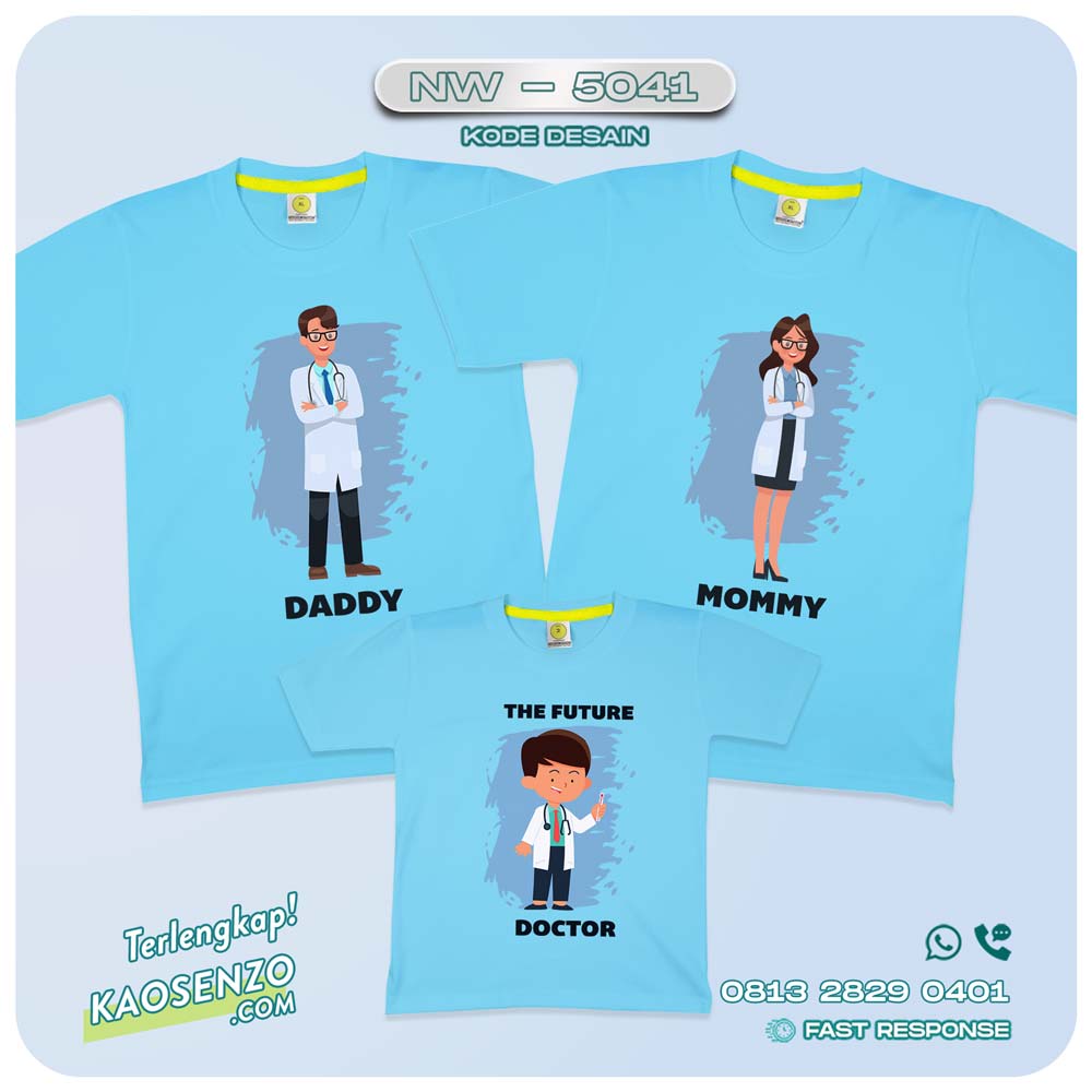 Baju Kaos Couple Keluarga Animasi Dokter| Kaos Family Custom Kartun Profesi | Kaos Kartun Dokter - NW 5041