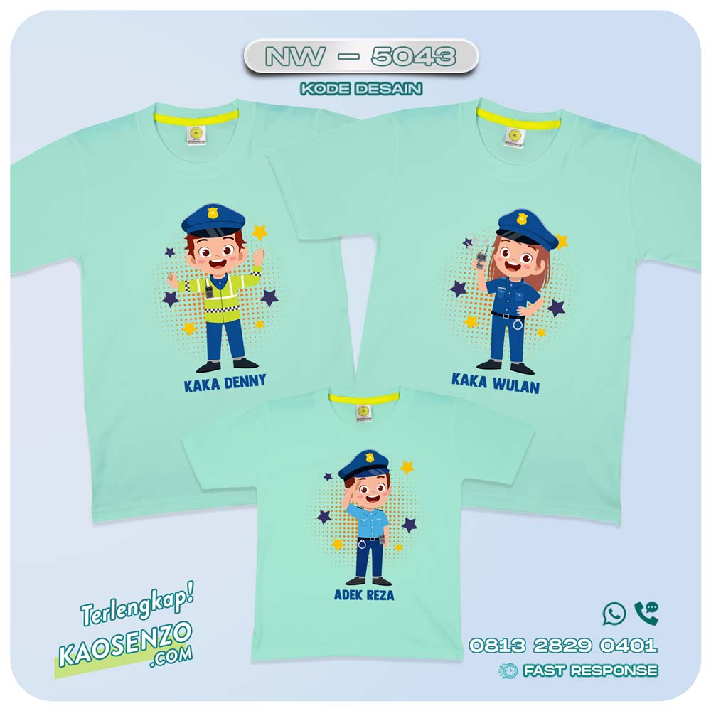 Baju Kaos Couple Keluarga Animasi Polisi | Kaos Family Custom Kartun Profesi | Kaos Kartun Polisi - NW 5043