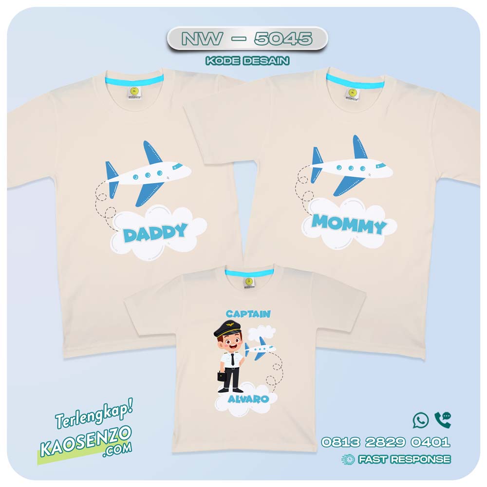 Baju Kaos Couple Keluarga Animasi Pilot | Kaos Family Custom Kartun Profesi | Kaos Kartun Pilot - NW 5045