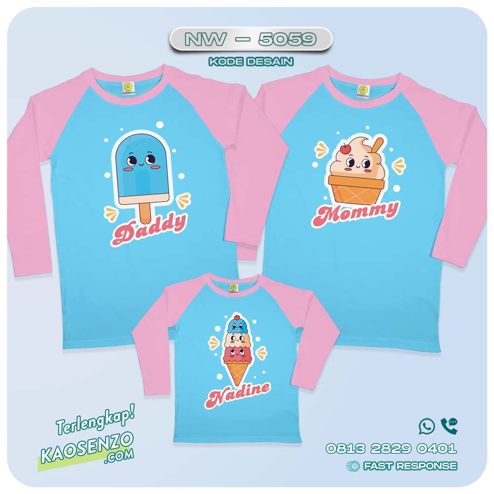 Baju Kaos Couple Keluarga Ice Cream | Kaos Family Custom Es Krim | Kaos Ice Cream - NW 5059