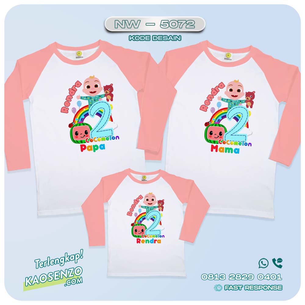 Baju Kaos Couple Keluarga Cocomelon | Kaos Ultah Anak | Kaos Cocomelon - NW 5072