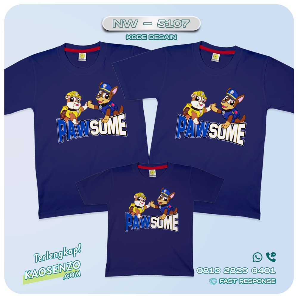 Baju Kaos Couple Keluarga Paw Patrol | Kaos Family Custom Paw Patrol | Kaos Paw Patrol - NW 5107