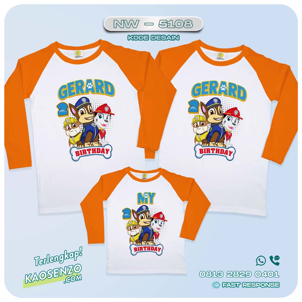 Baju Kaos Couple Keluarga Paw Patrol | Kaos Family Custom Paw Patrol | Kaos Paw Patrol NW 5108