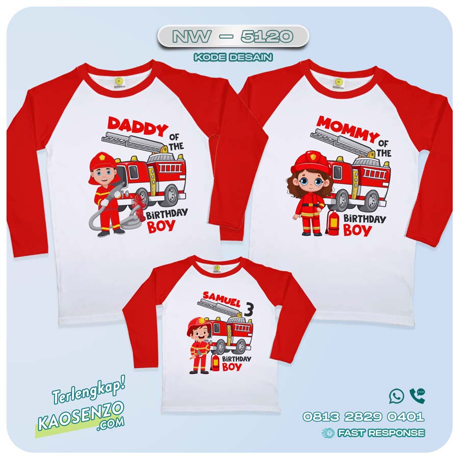 Baju Kaos Couple Keluarga Pemadam Kebakaran | Kaos Ultah Anak Fireman | Kaos Pemadam Kebakaran NW 5120