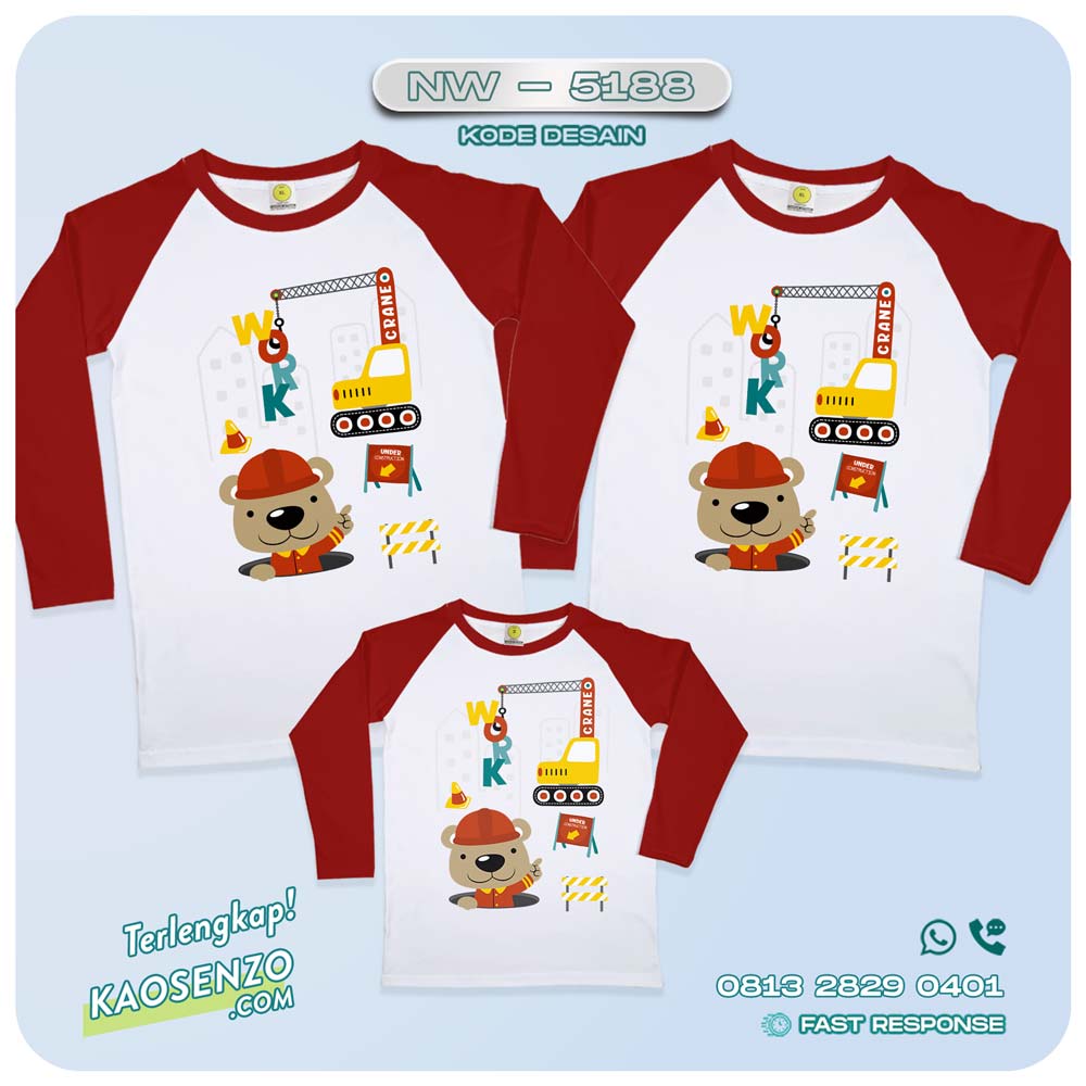 Baju Kaos Couple Keluarga Crane | Kaos Family Custom Mobil Crane | Kaos Crane NW 5188