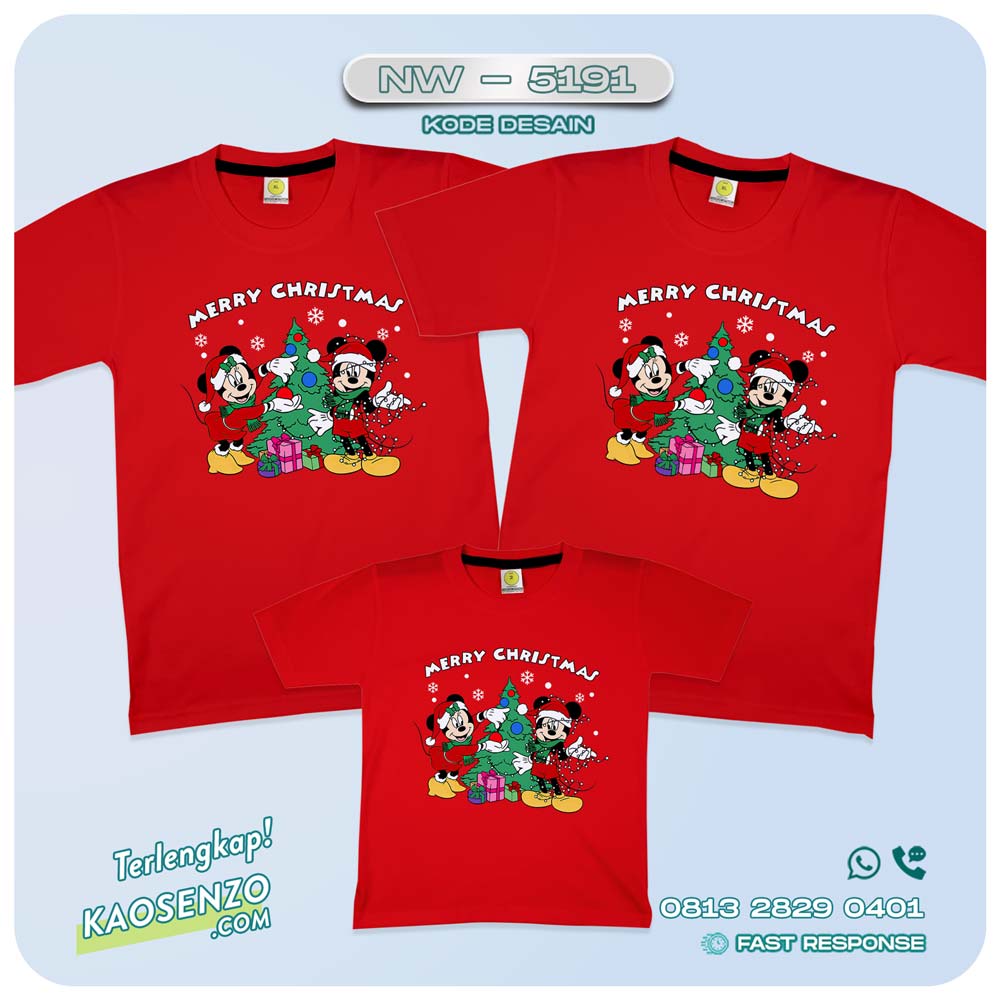 Baju Kaos Couple Keluarga Mickey Mouse Natal | Kaos Family Custom Mickey Mouse Christmas | Kaos Mickey Mouse Natal - NW 5191